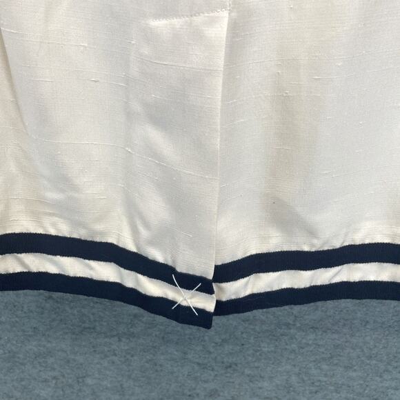 Vintage Carlisle Lined Skirt 100% Silk US Sz 4 Ivory Pencil A-Line Stripe Detail - Picture 6 of 8
